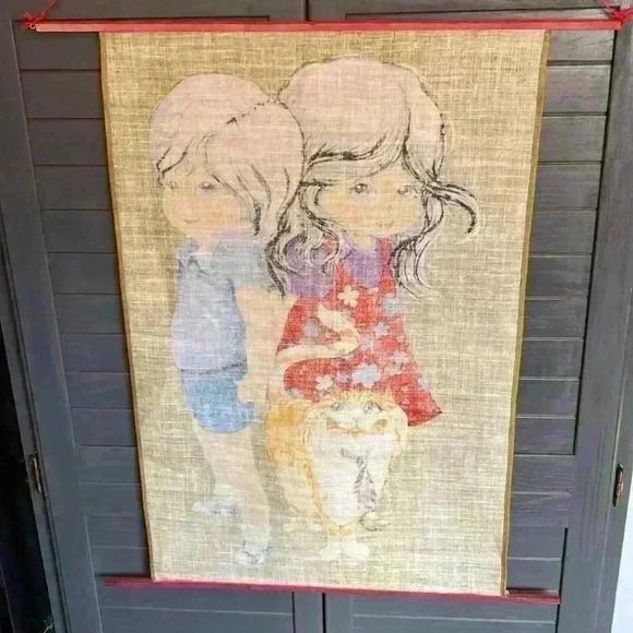 Vintage Wall  Hanging of girl and boy - Picture 9 of 16